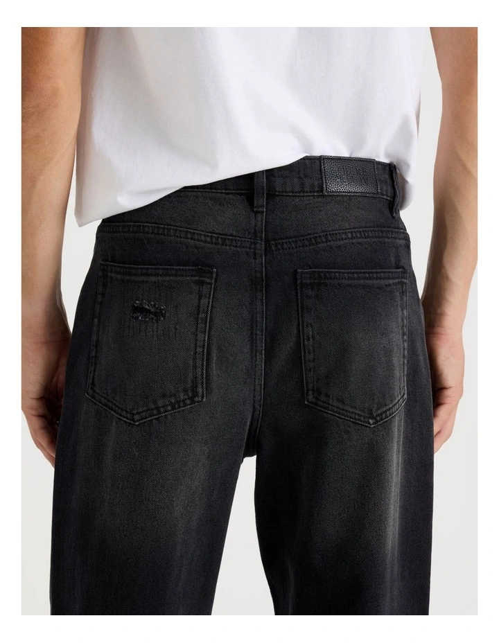 Rip & Repair Wide Leg Jean in Black image 5