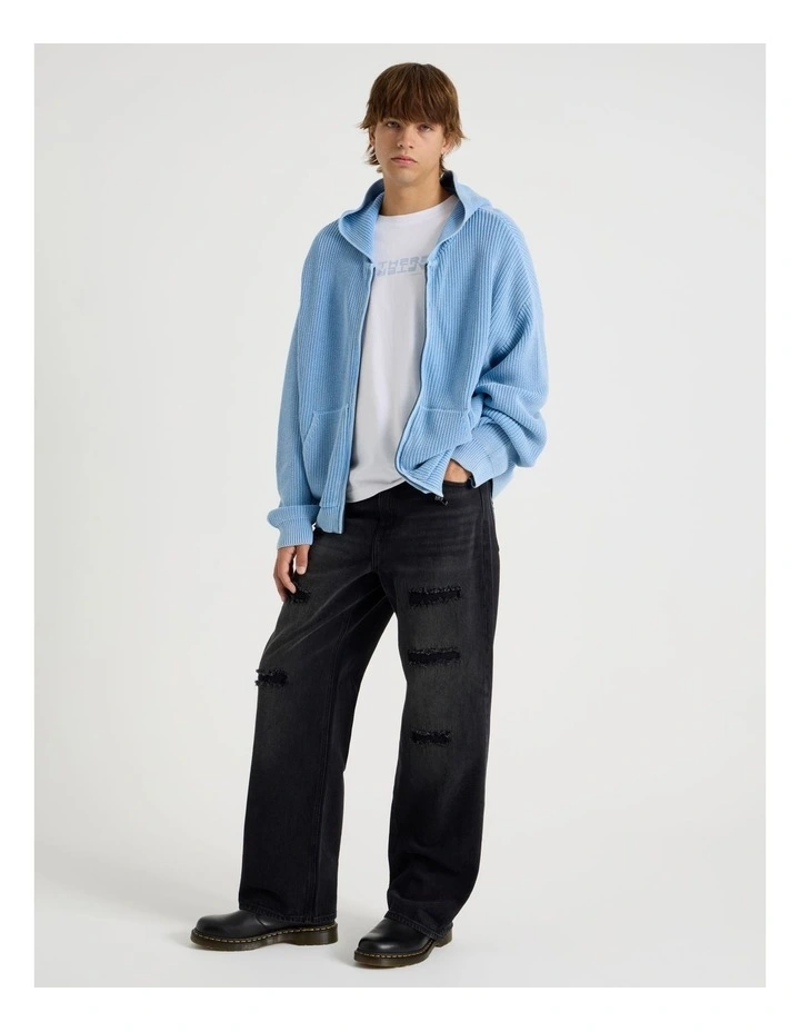 Rip & Repair Wide Leg Jean in Black image 6