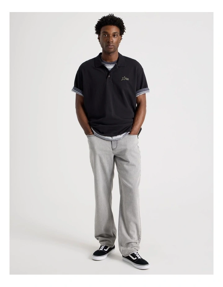 Straight Leg Washed Jeans in Grey image 1