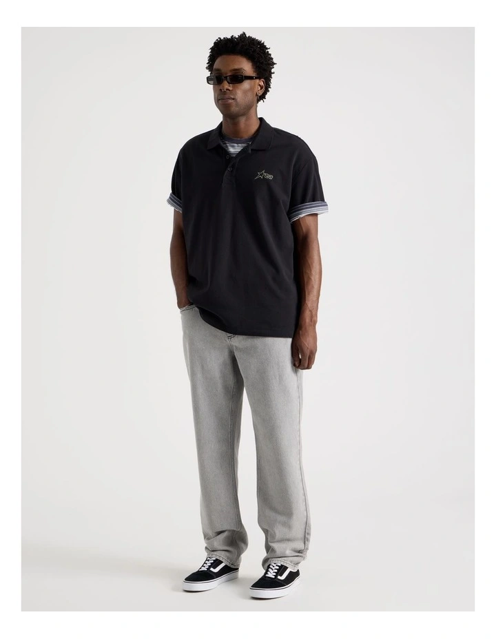 Straight Leg Washed Jeans in Grey image 3