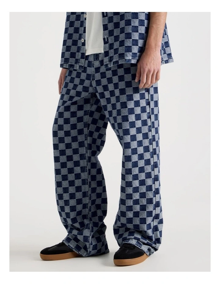 Wide Leg Checker Jean in Denim image 2