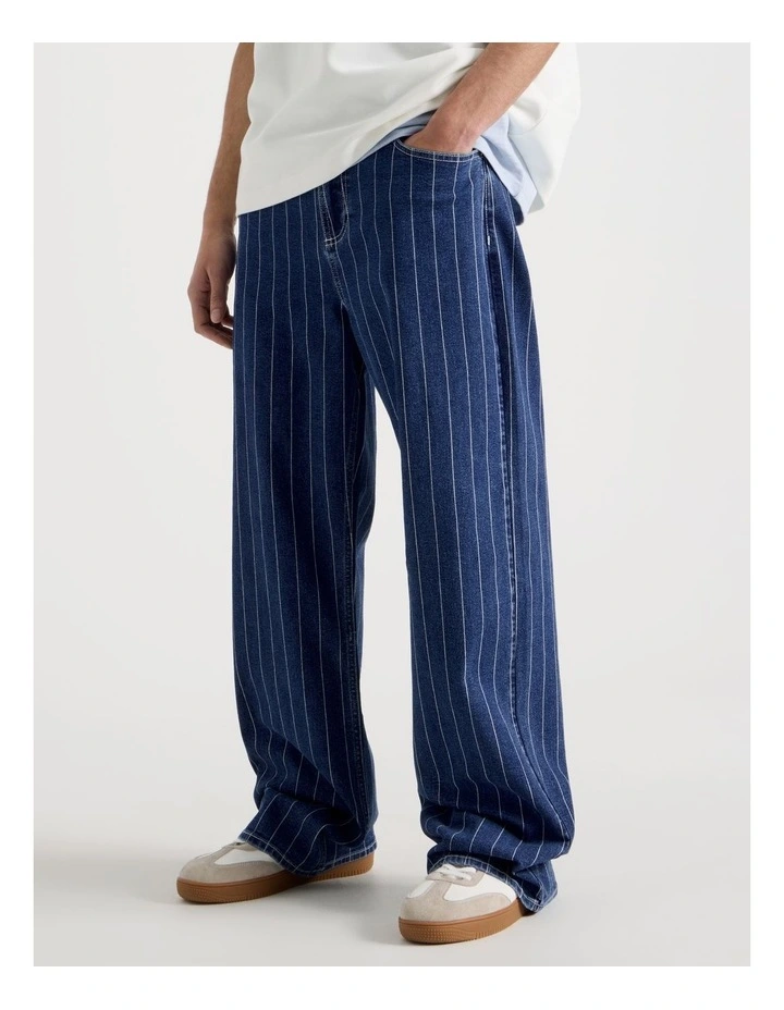 Wide Leg Pin Stripe Jean in Denim image 2