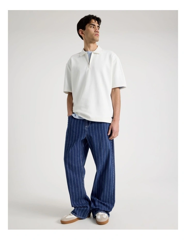 Wide Leg Pin Stripe Jean in Denim image 3