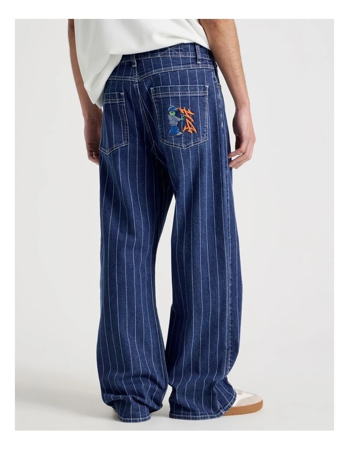 Wide Leg Pin Stripe Jean in Denim image 6