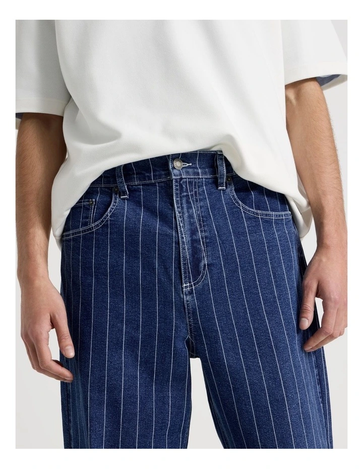 Wide Leg Pin Stripe Jean in Denim image 7