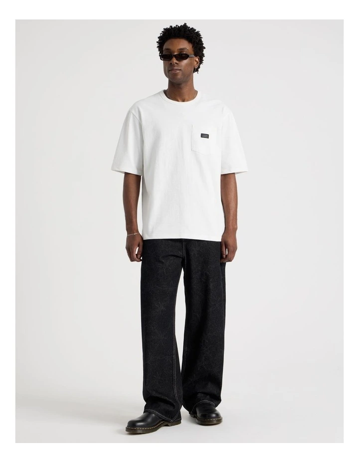 Wide Leg Laser Print Jean in Black image 1