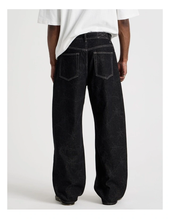 Wide Leg Laser Print Jean in Black image 6