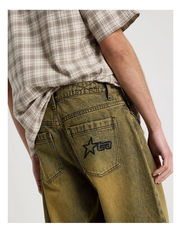 Wide Leg Coloured Jean in Yellow image 4