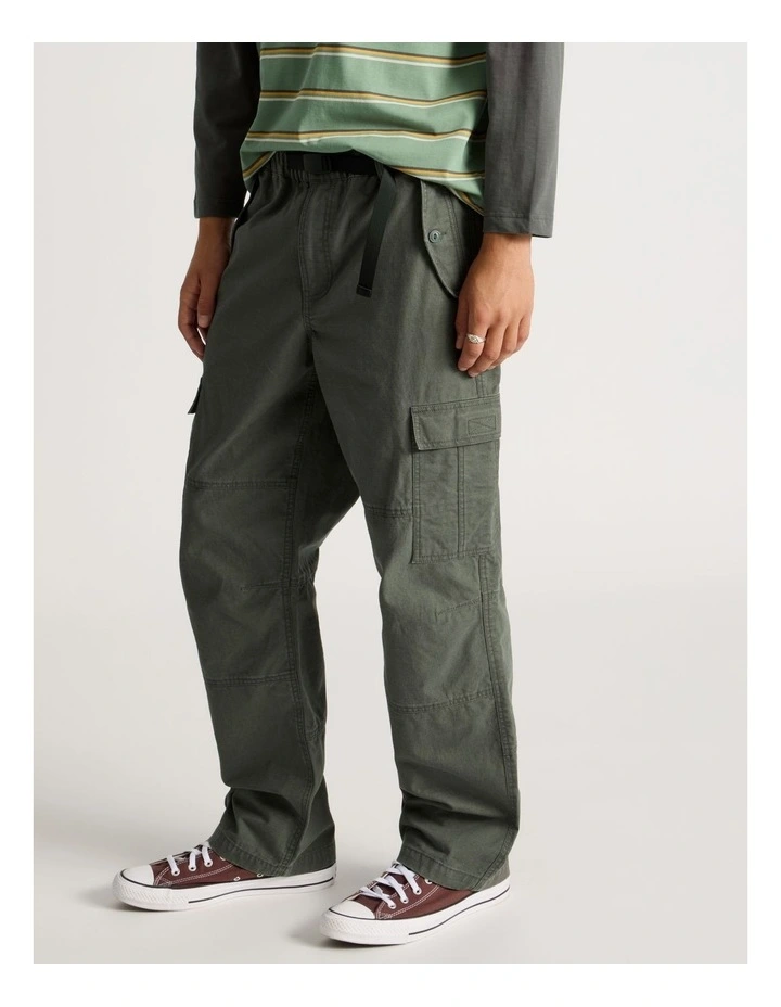 Built In Belt Cargo Pants in Petrol image 2