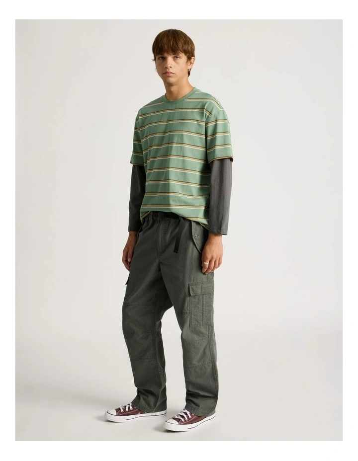 Built In Belt Cargo Pants in Petrol image 3