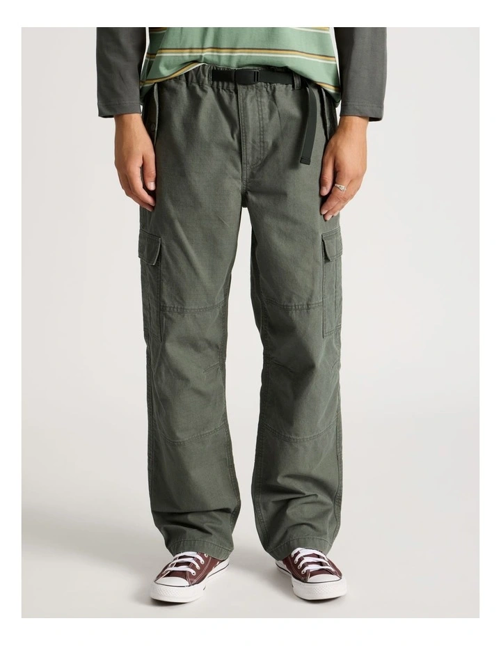 Built In Belt Cargo Pants in Petrol image 4