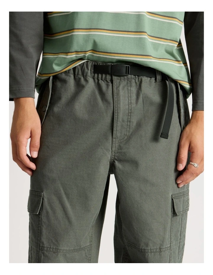 Built In Belt Cargo Pants in Petrol image 5