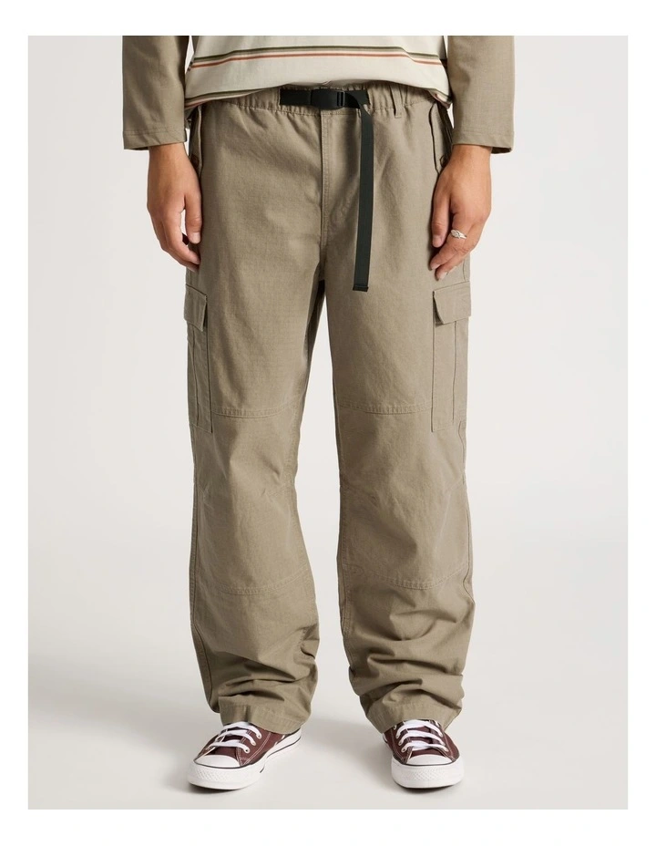 Built In Belt Cargo Pants in Sand image 2