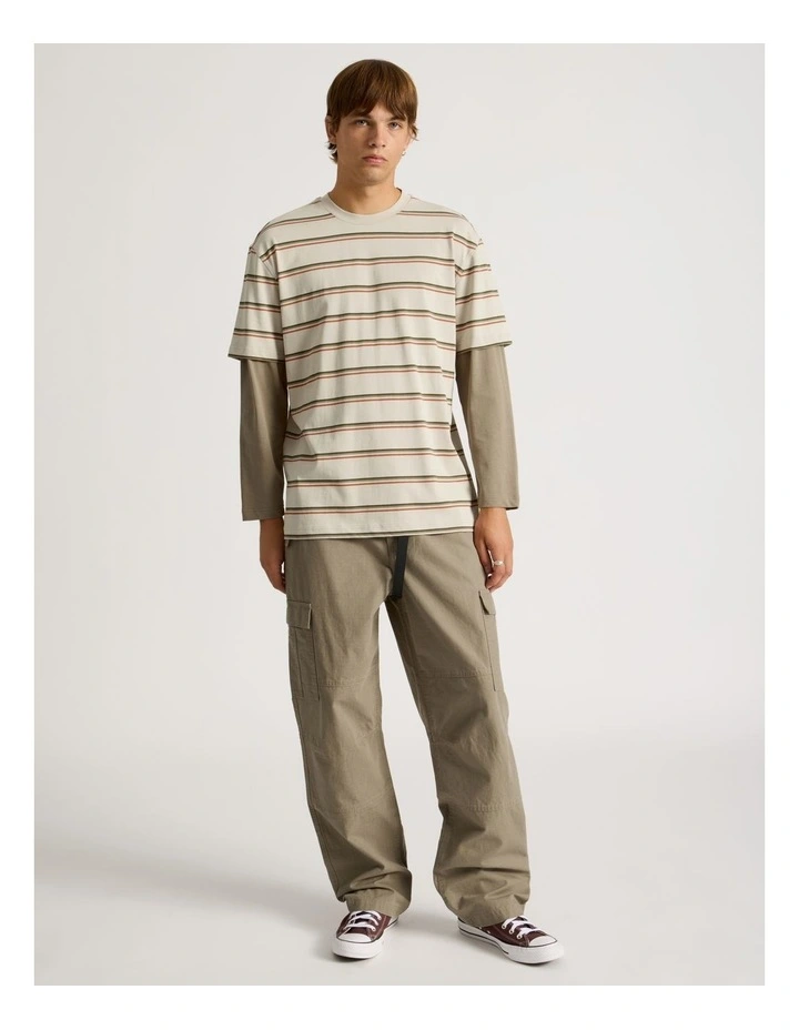 Built In Belt Cargo Pants in Sand image 3