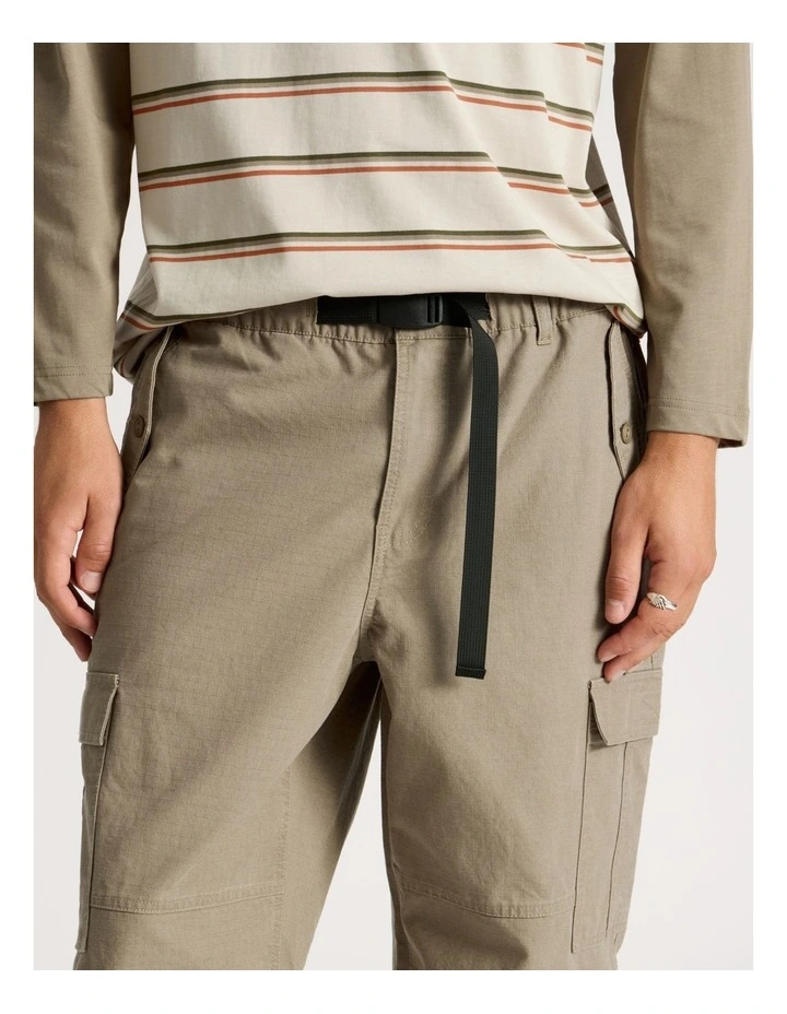 Built In Belt Cargo Pants in Sand image 5