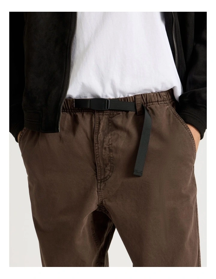 Built-In Belt Jogger Pants in Brown image 3