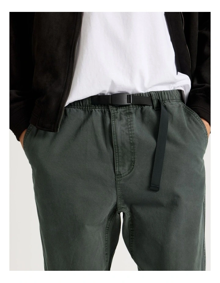 Built-In Belt Jogger Pants in Petrol image 4
