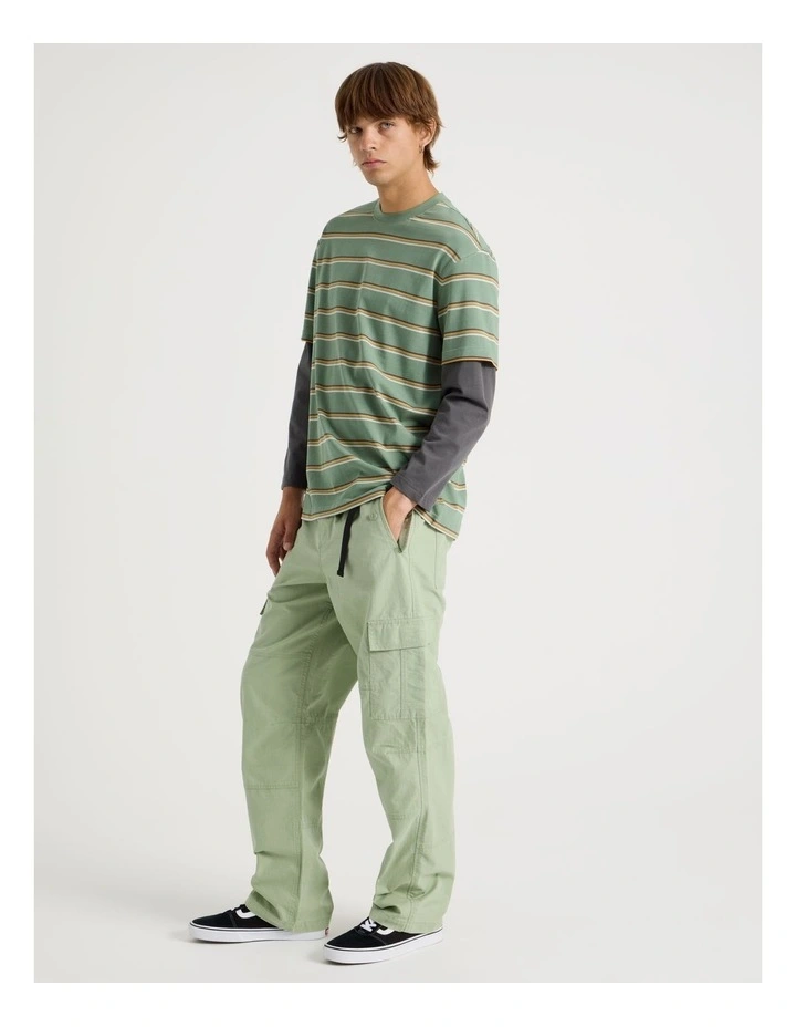 Built In Belt Cargo Pants in Green image 1