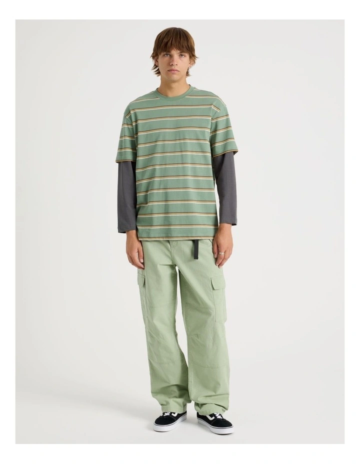 Built In Belt Cargo Pants in Green image 6