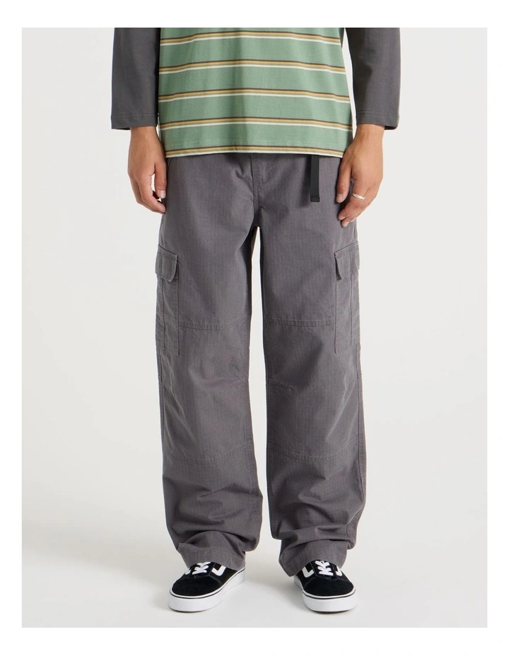 Built In Belt Cargo Pants in Grey image 1