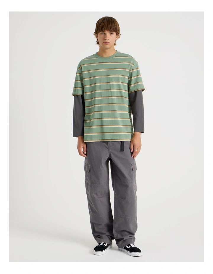 Built In Belt Cargo Pants in Grey image 2