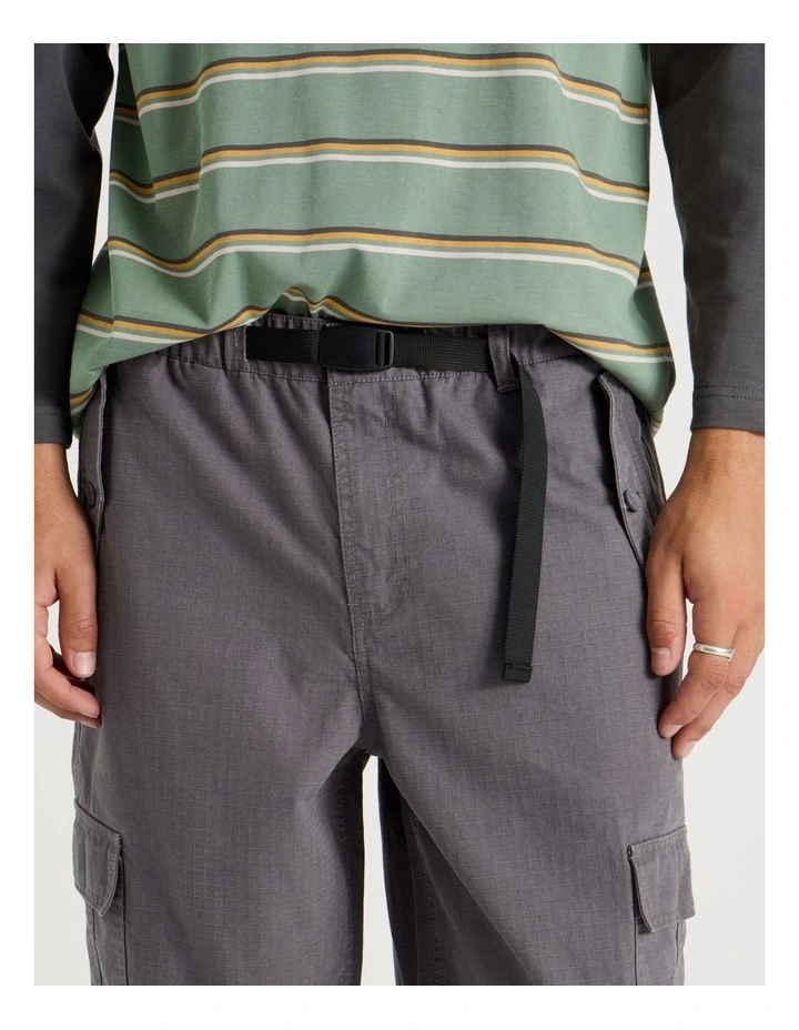 Built In Belt Cargo Pants in Grey image 5