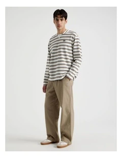 Wide Leg Chino Pant in Brown
