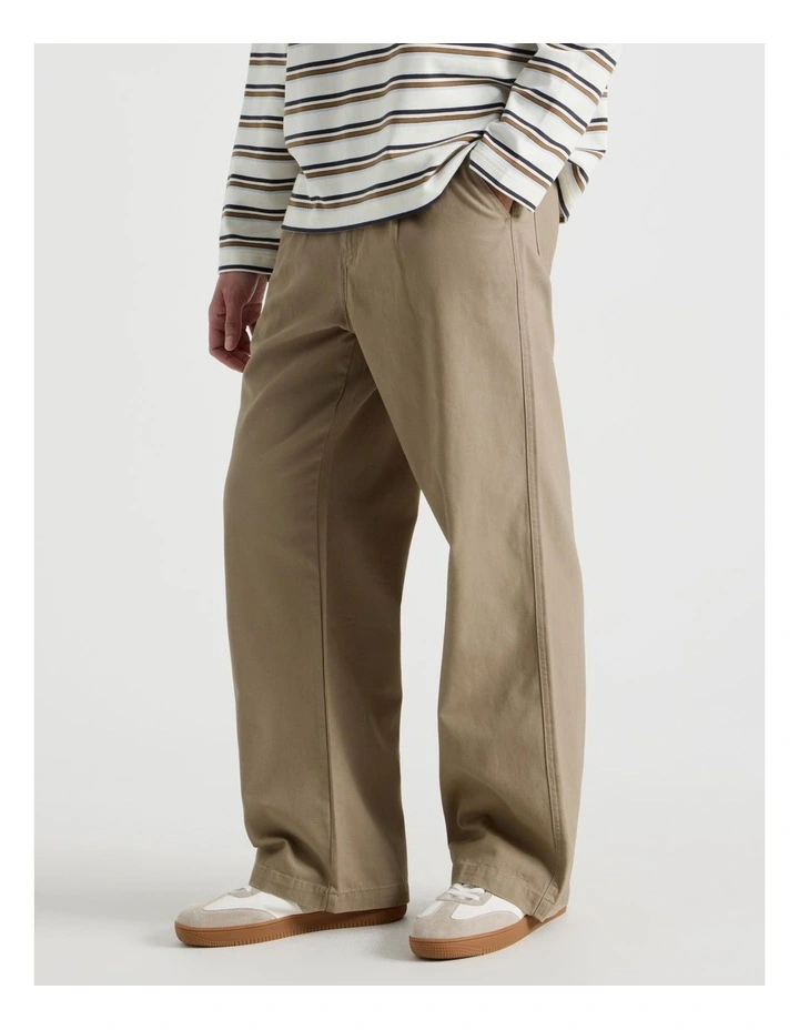 Wide Leg Chino Pant in Brown image 2