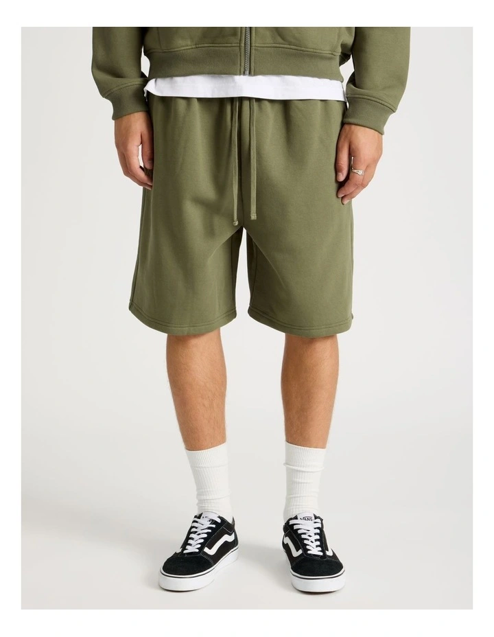 Core Logo Sweat Shorts in Olive image 2