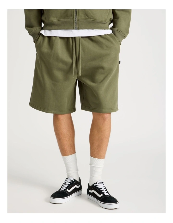 Core Logo Sweat Shorts in Olive image 4