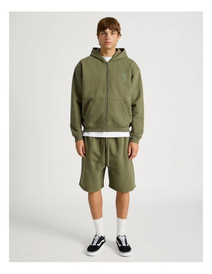 Core Logo Sweat Shorts in Olive image 6