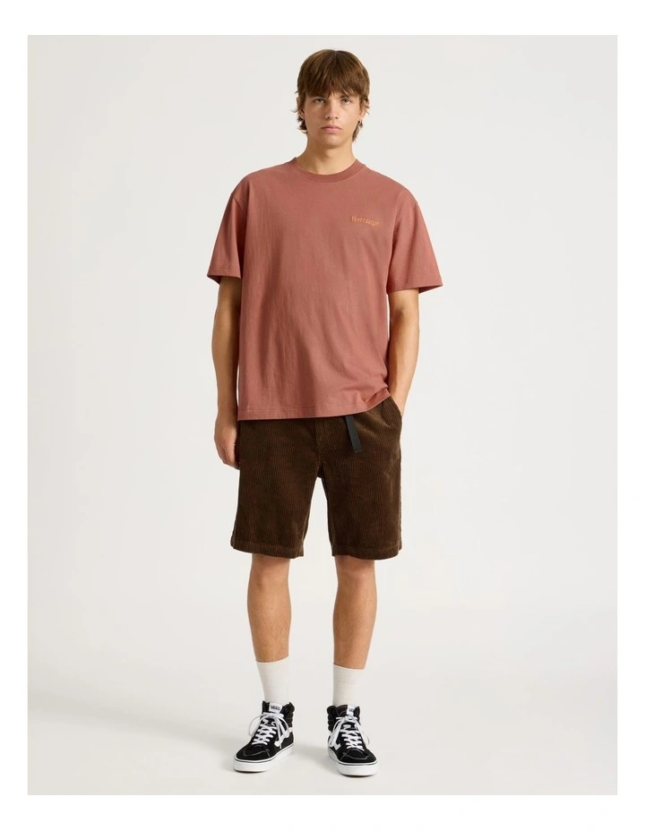 Corduroy Shorts with Built-In Belt in Brown image 1
