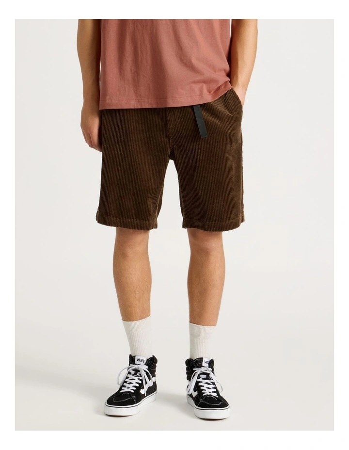 Corduroy Shorts with Built-In Belt in Brown image 2