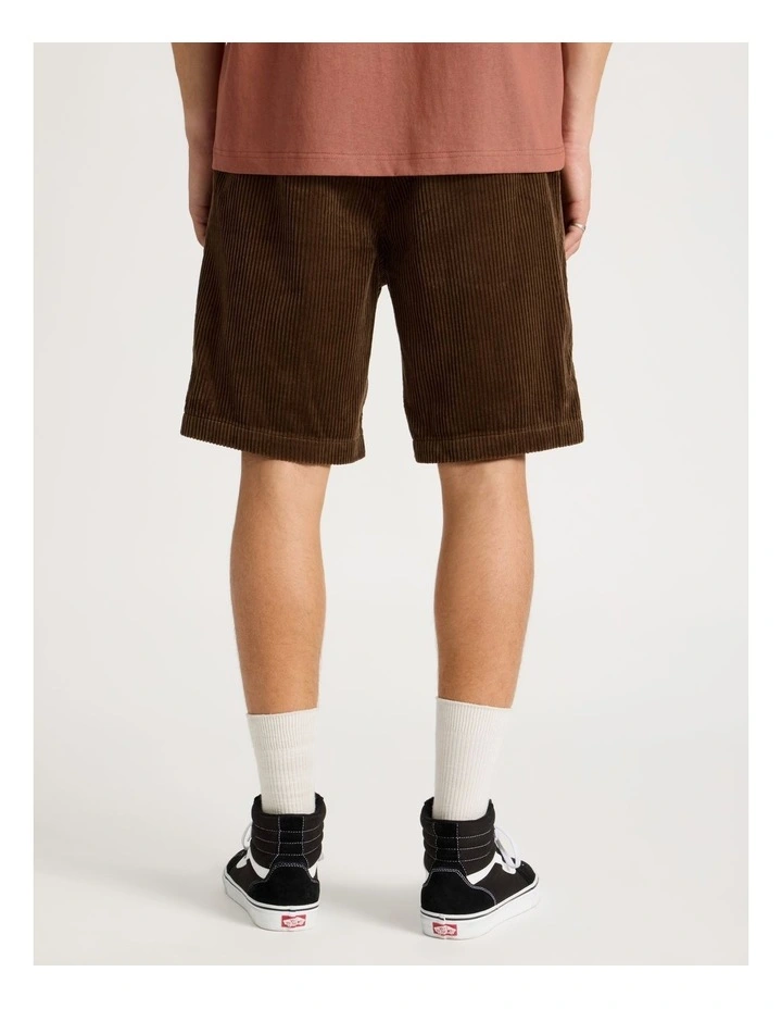 Corduroy Shorts with Built-In Belt in Brown image 5