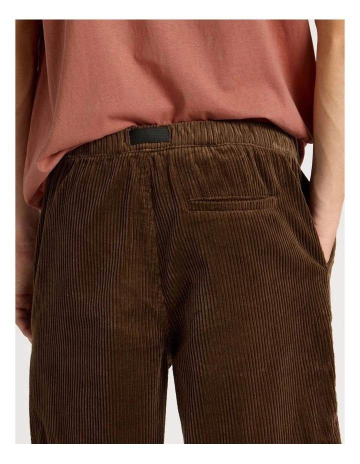 Corduroy Shorts with Built-In Belt in Brown image 6