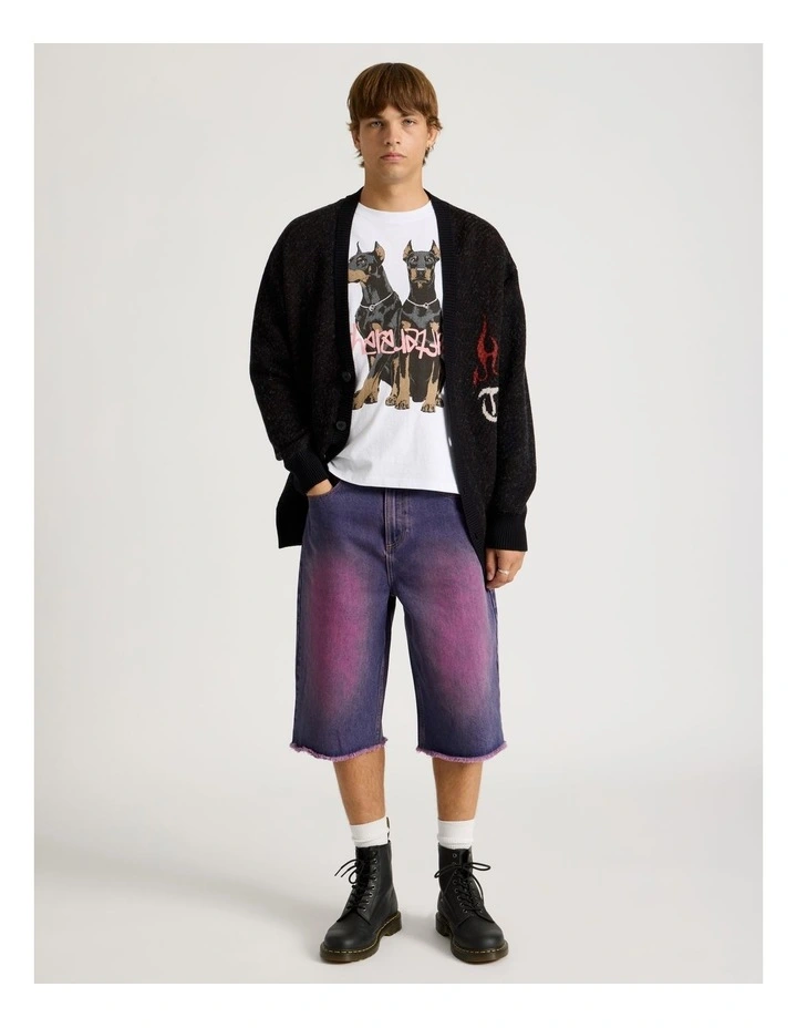 Coloured Wash Denim Jorts in Pink image 1