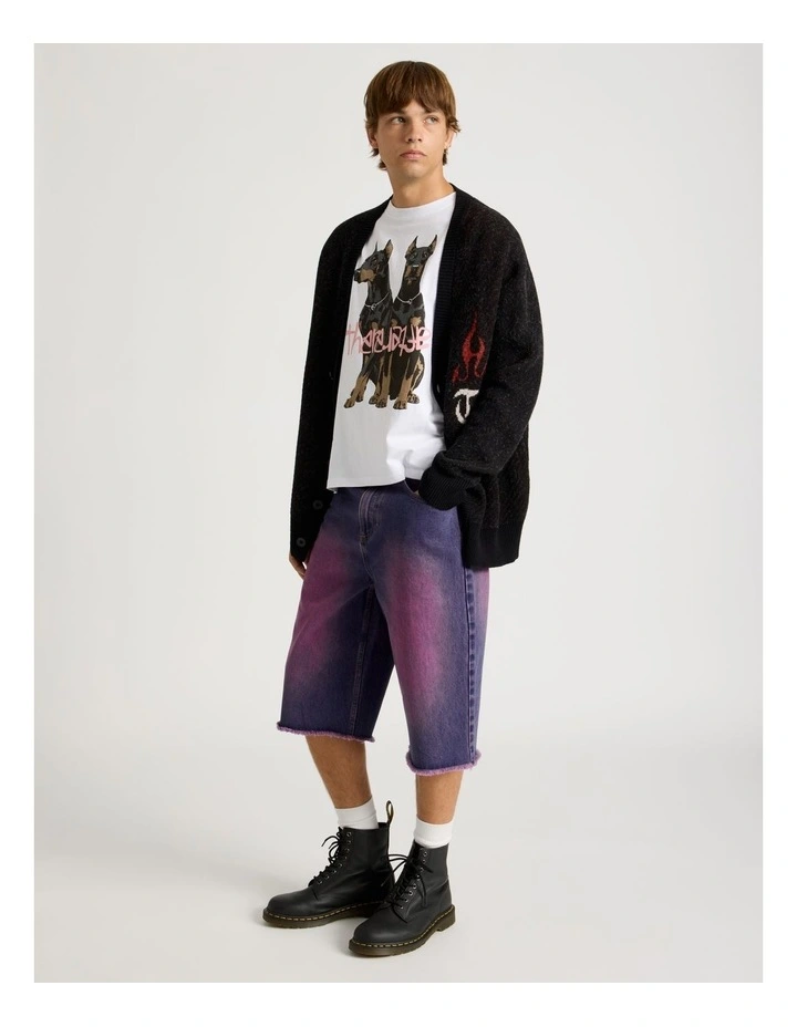 Coloured Wash Denim Jorts in Pink image 3