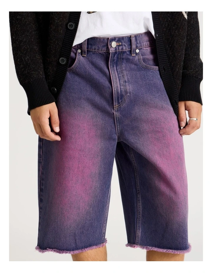 Coloured Wash Denim Jorts in Pink image 4