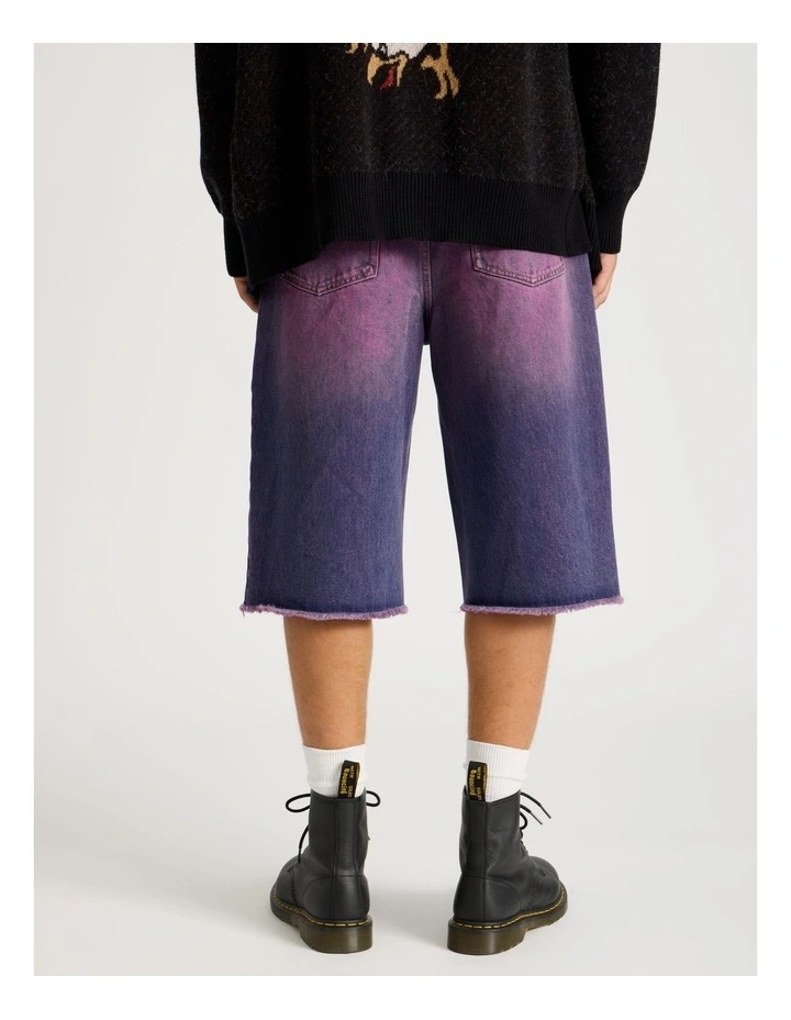 Coloured Wash Denim Jorts in Pink image 5