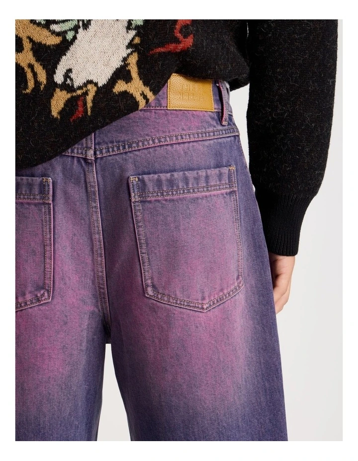 Coloured Wash Denim Jorts in Pink image 6