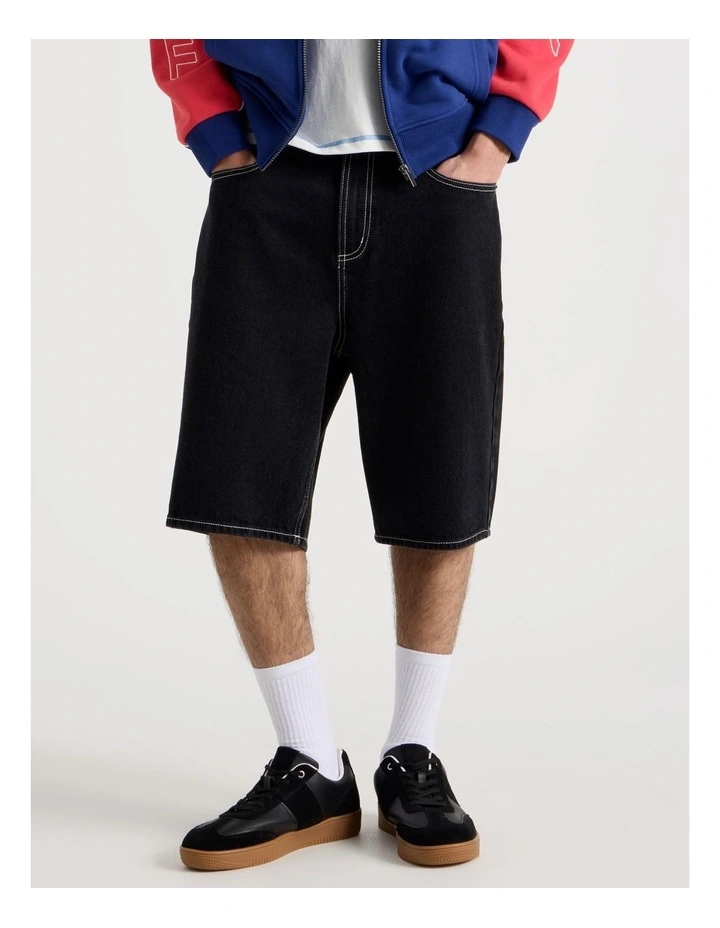 Denim Jort in Black image 2