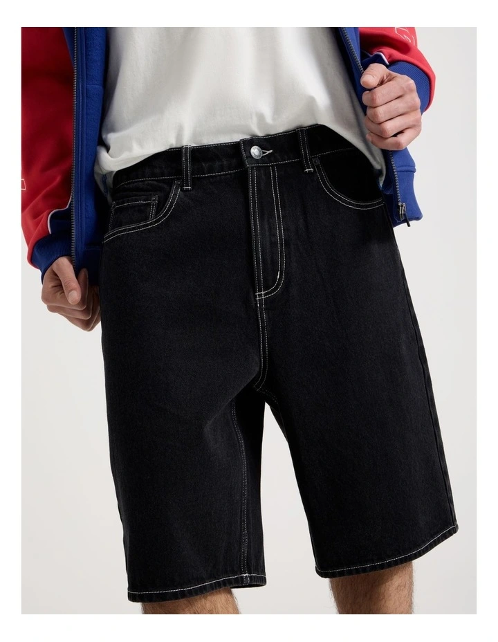 Denim Jort in Black image 4
