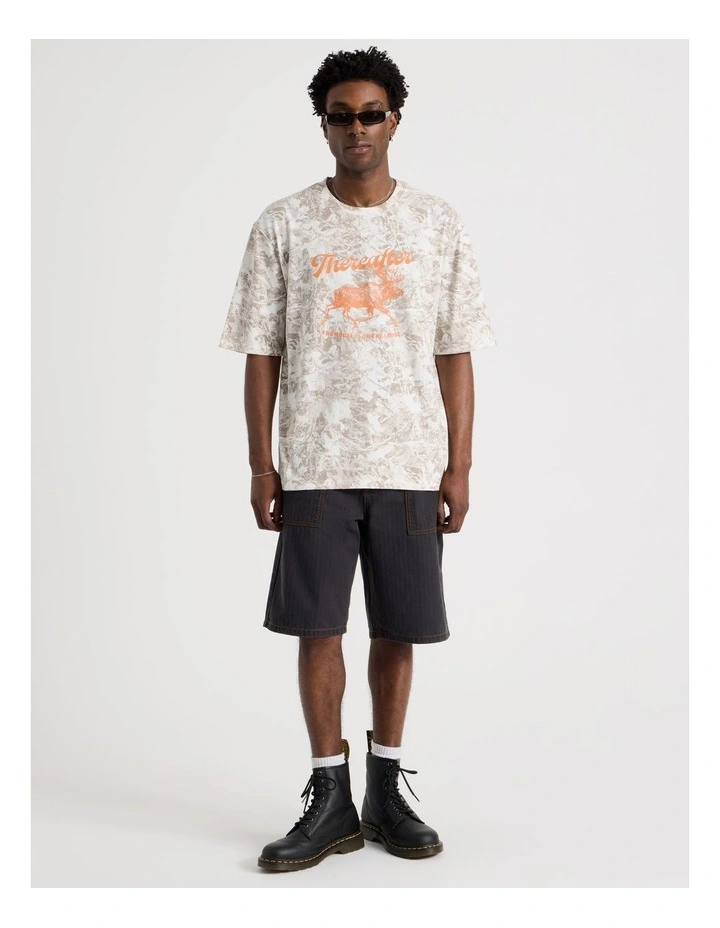 Washed Herringbone Short in Navy image 1