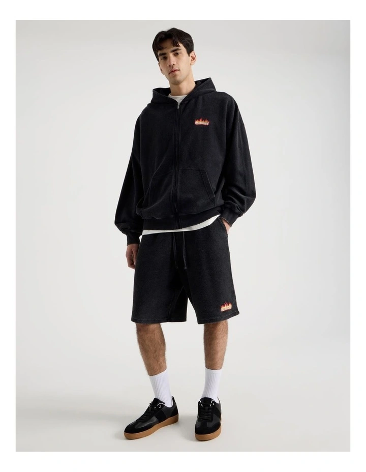 Oversized Terry Short in Black image 1