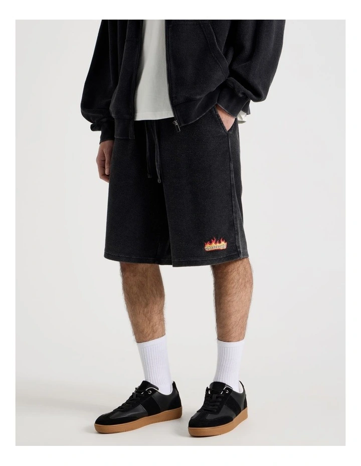 Oversized Terry Short in Black image 2