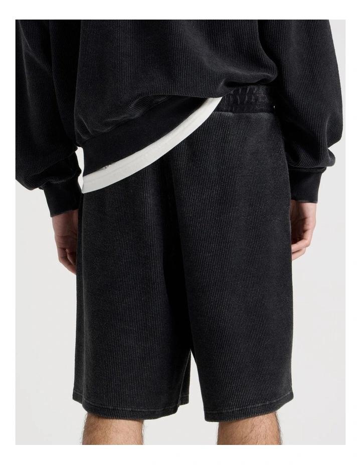 Oversized Terry Short in Black image 3