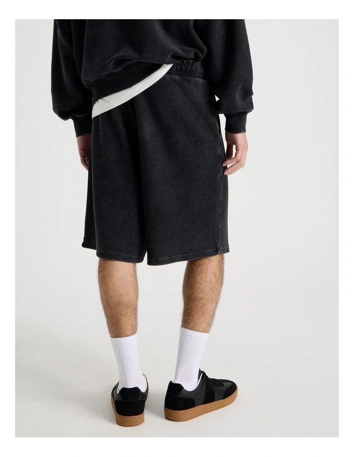 Oversized Terry Short in Black image 4