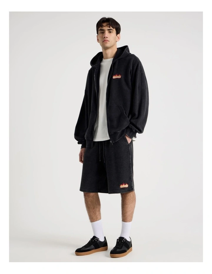 Oversized Terry Short in Black image 6