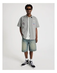 Tinted Denim Shorts in Light Blue