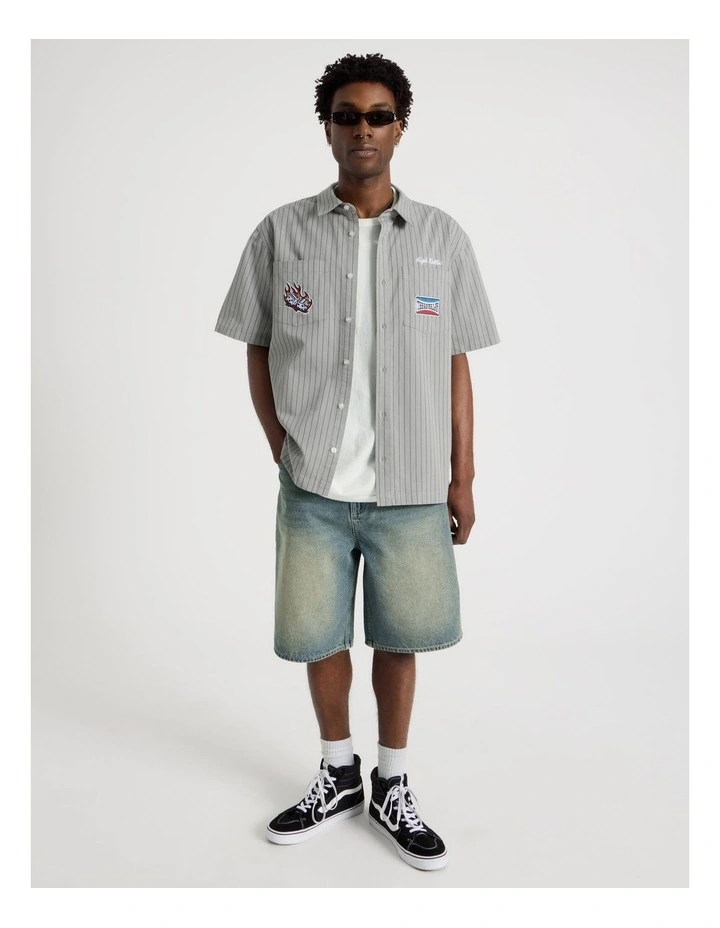 Tinted Denim Shorts in Light Blue image 1